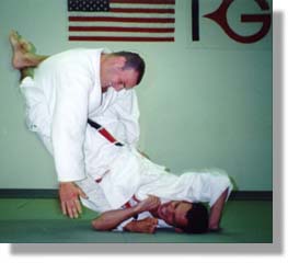 Rodrigo and Cesar demonstrating a takedown from the guard position.